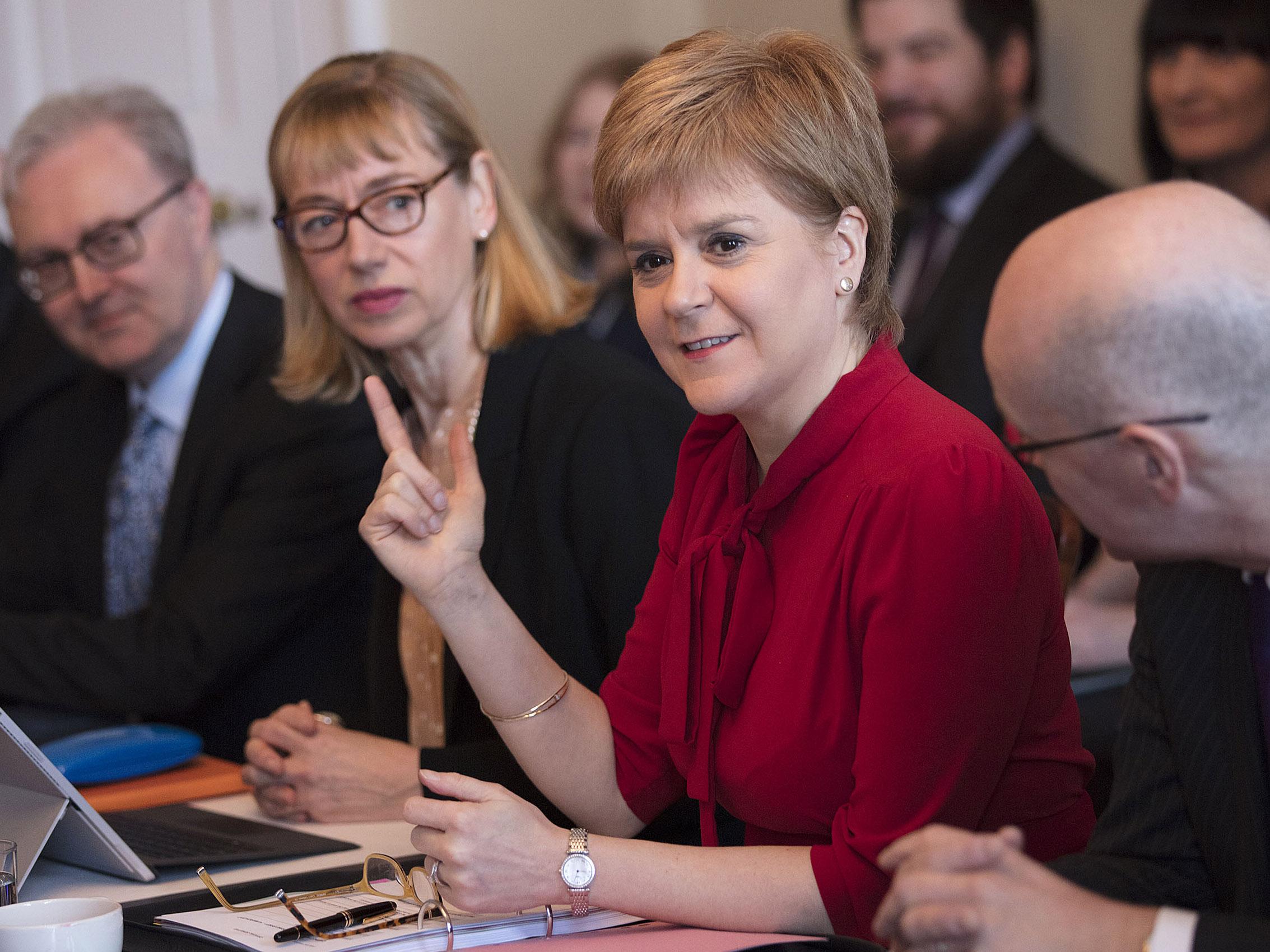 Scotland's First Minister Nicola Sturgeon holds her first cabinet meeting at Bute House since signalling her intention to hold another independence referendum
