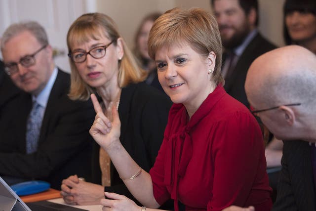 Scotland's First Minister Nicola Sturgeon holds her first cabinet meeting at Bute House since signalling her intention to hold another independence referendum