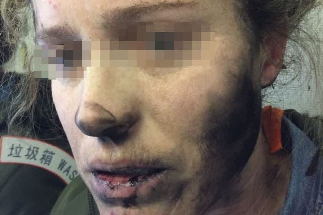 The woman had been dozing on a plane travelling from Beijing to Melbourne when she heard a loud explosion