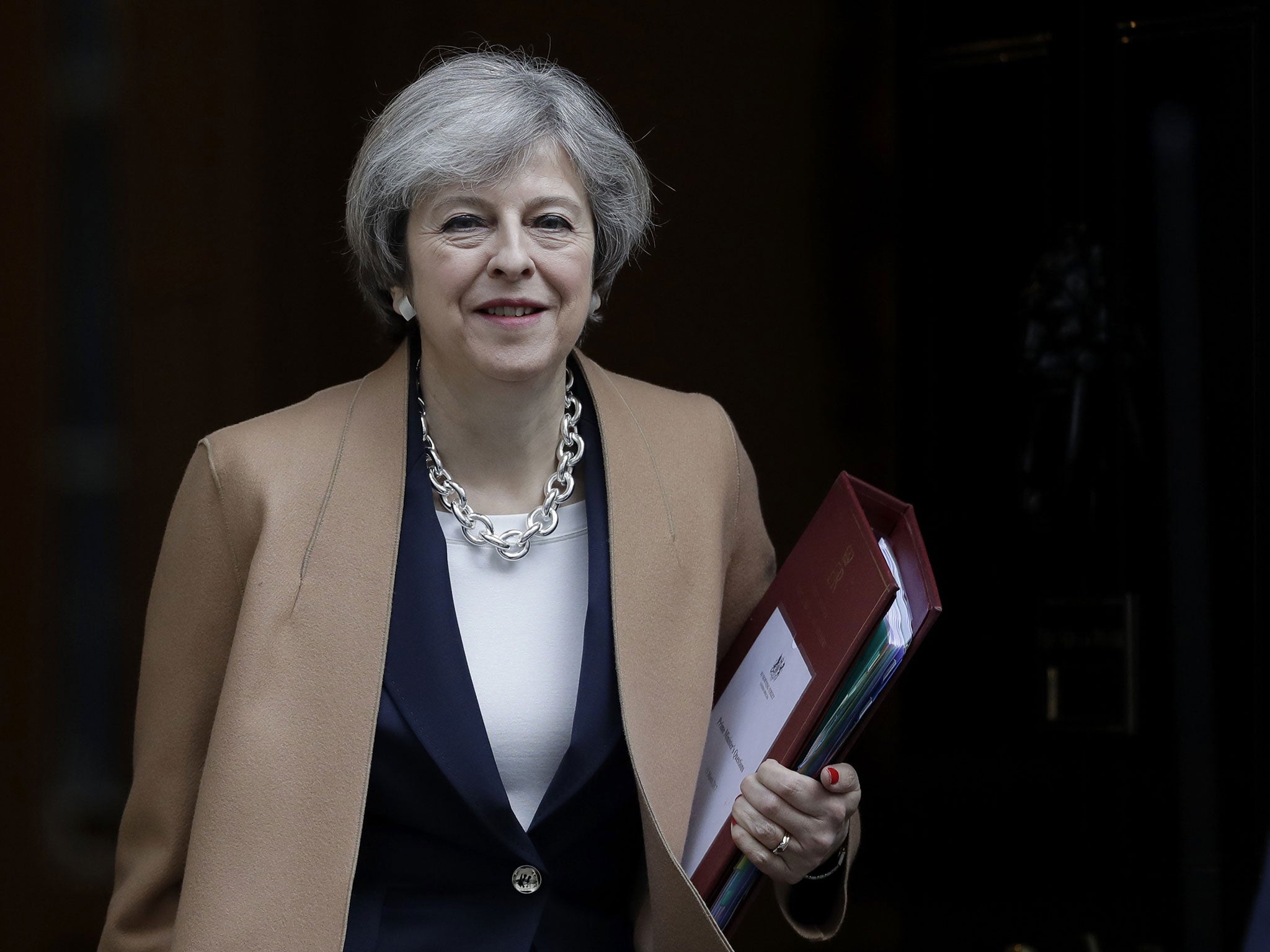 Prime Minister Theresa May leaves 10 Downing Street in London, to attend Prime Minister's Questions at the Houses of Parliament, Wednesday, 15 March, 2017