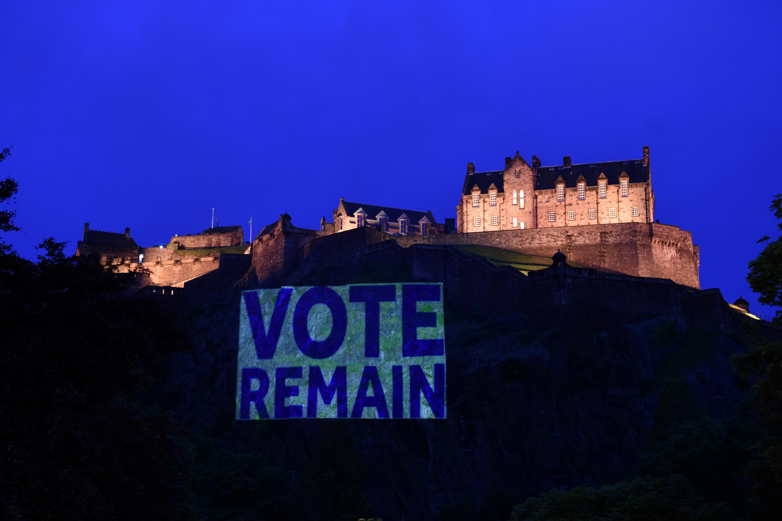 Edinburgh Castle last June: areas that voted to stay in the EU are, perhaps unsurprisingly, finding the ensuing Brexit process the most traumatic