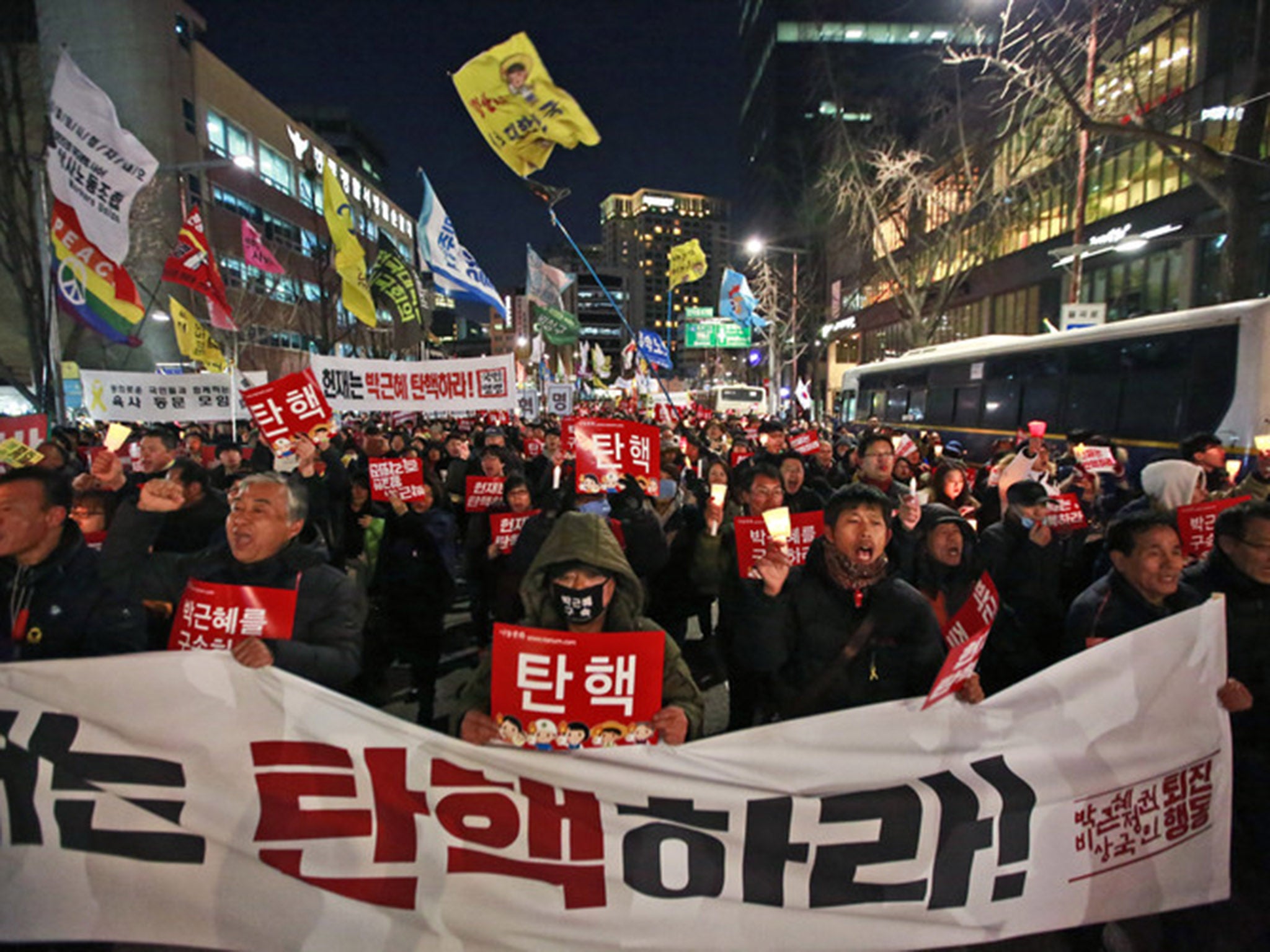 Mass protests calling for Park Geun-hye's impeachment