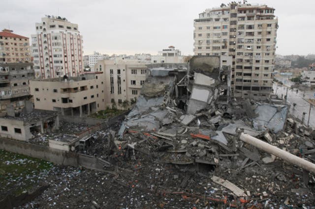 The aftermath of a strike during the 2009 war in Gaza by the Israeli Forces, who were later accused of collective punishment of Palestinian civilians