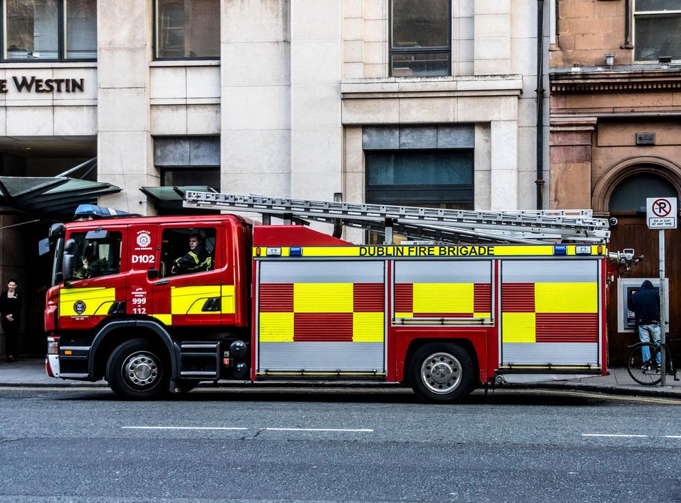 A fire engine in Dublin. The fire brigade were called by doctors at Mater University Hospital