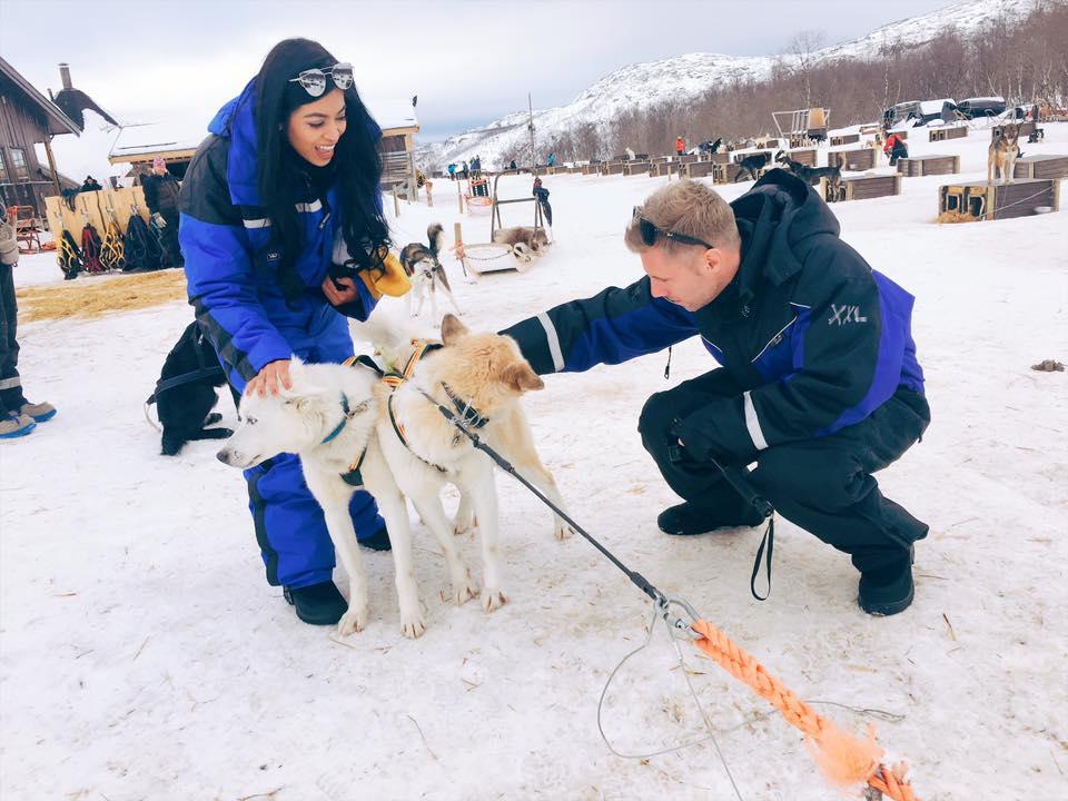 Johnny and girlfriend Jaa celebrate the end of his quest in the Arctic Circle