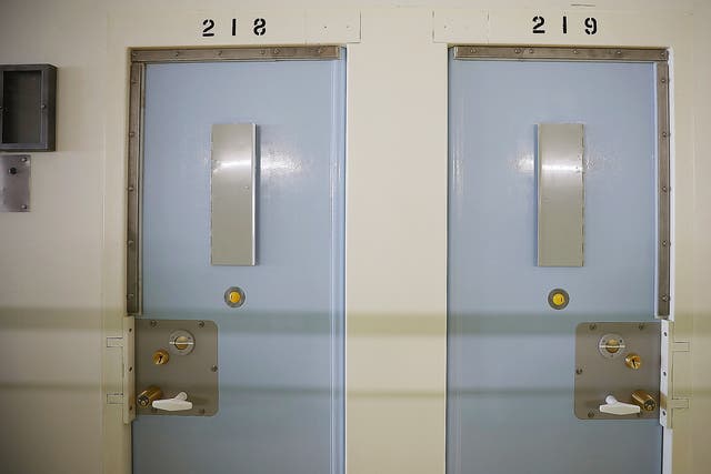 <p>A general view of a prison cell door </p>