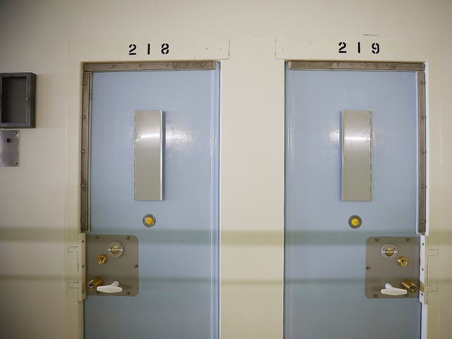 <p>A general view of a prison cell door </p>