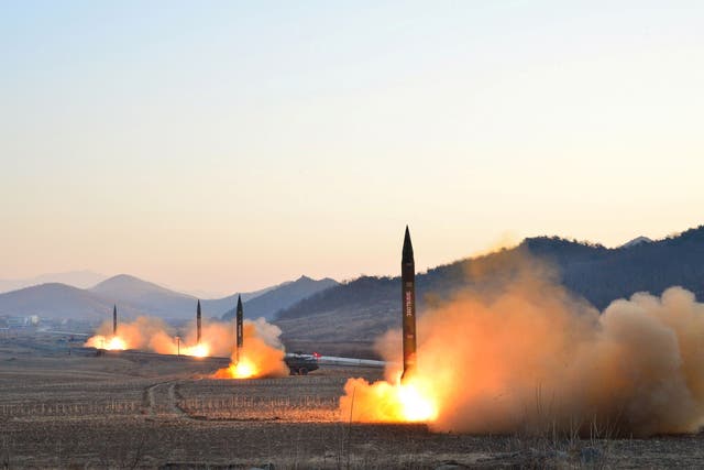 A ballistic rocket launching drill in North Korea earlier this month