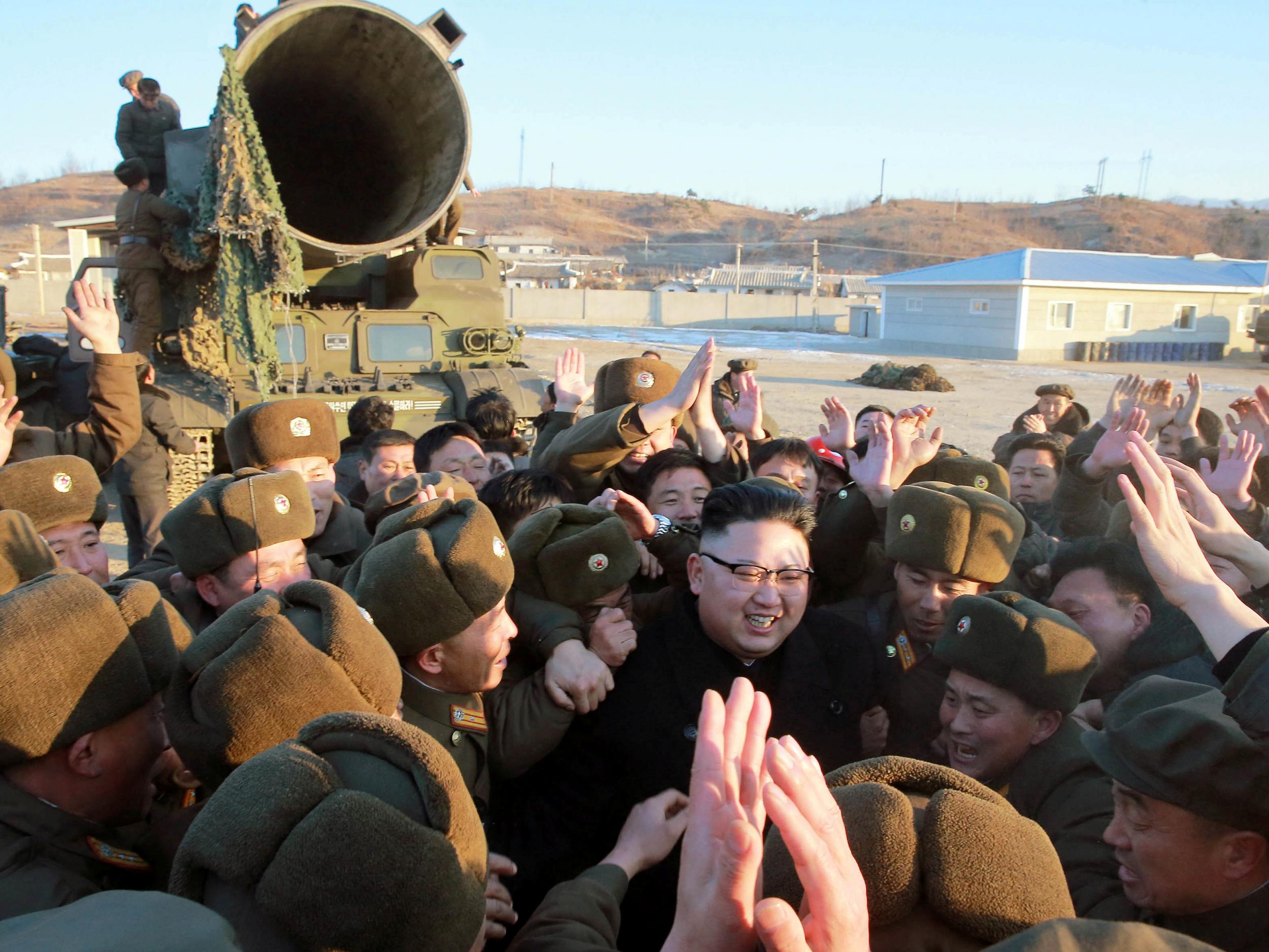 North Korean leader Kim Jong-un at a missile test firing
