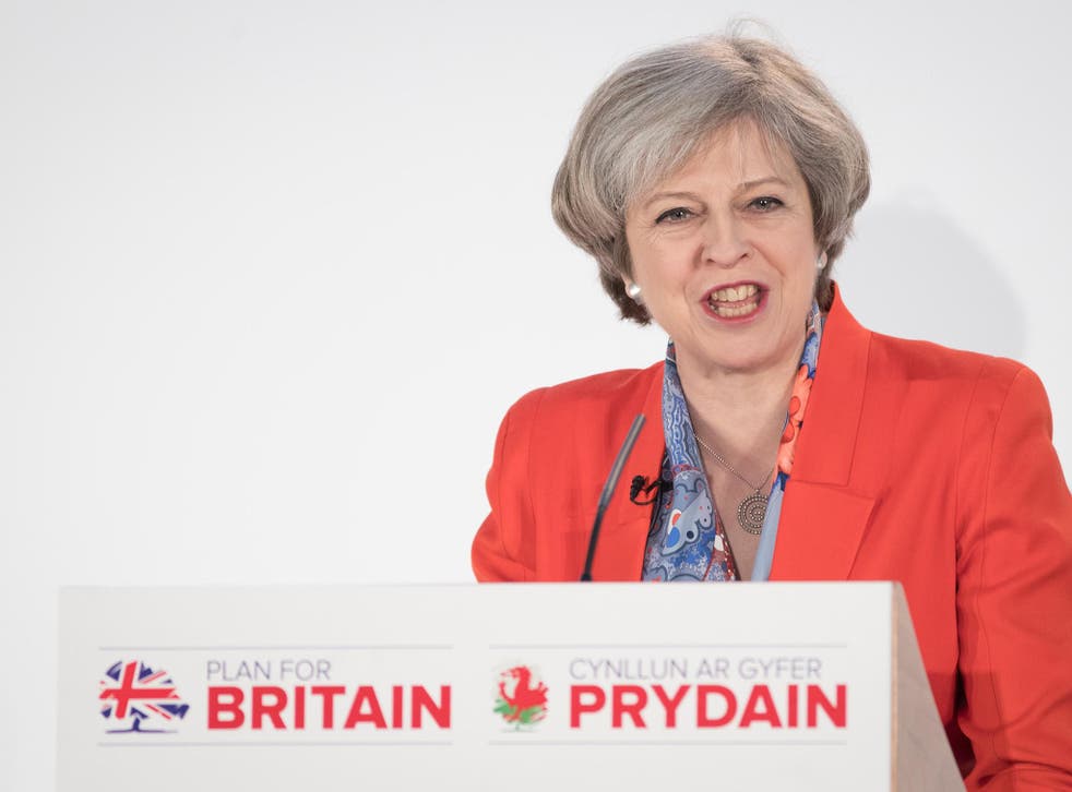Theresa May speaks at the Conservative Spring Forum in Cardiff
