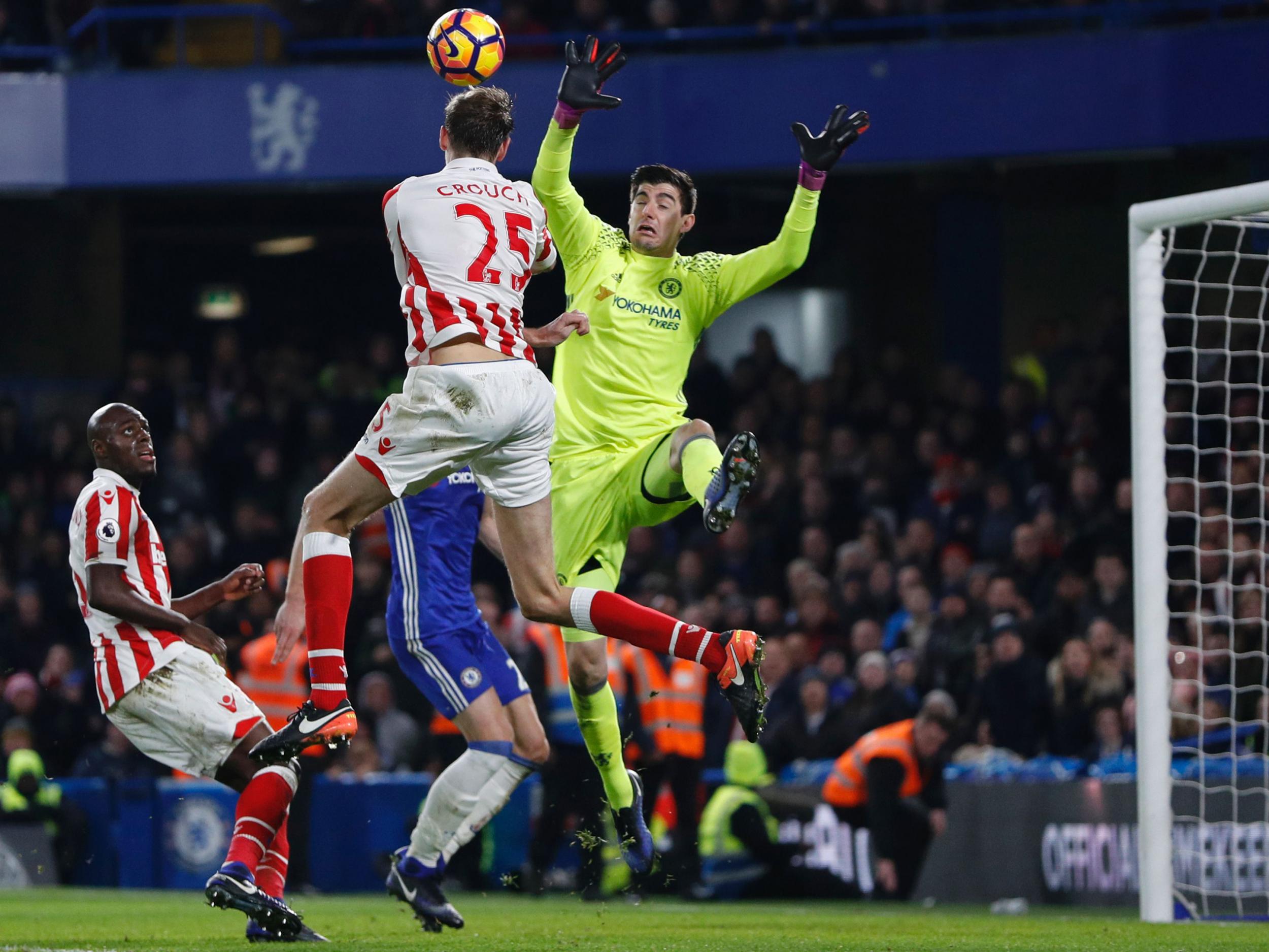 Crouch and Courtois will again go head to head when Stoke entertain Chelsea