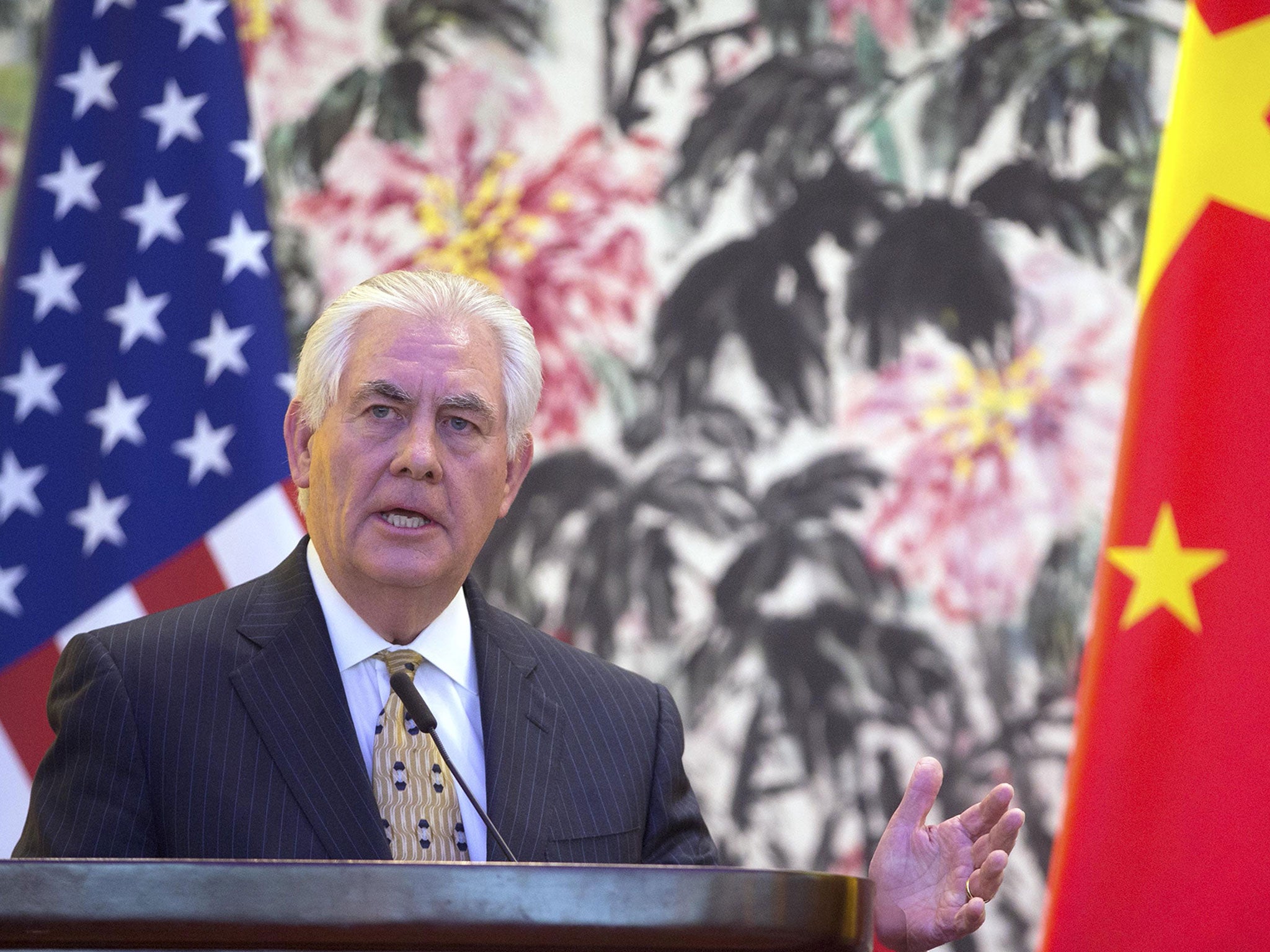 US Secretary of State Rex Tillerson at a joint press conference in Beijing, China.