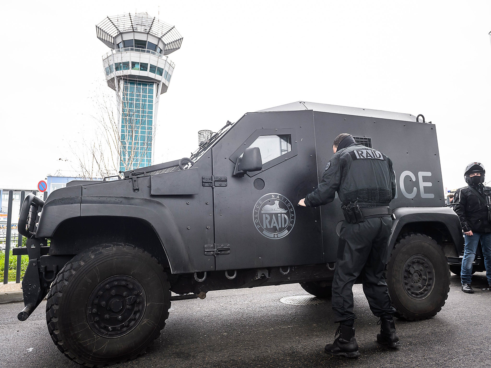 Members of French anti-terrorist force RAID at Orly airport, near Paris, France