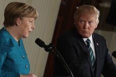 Sean Spicer says Donald Trump ‘did not hear’ Angela Merkel’s question