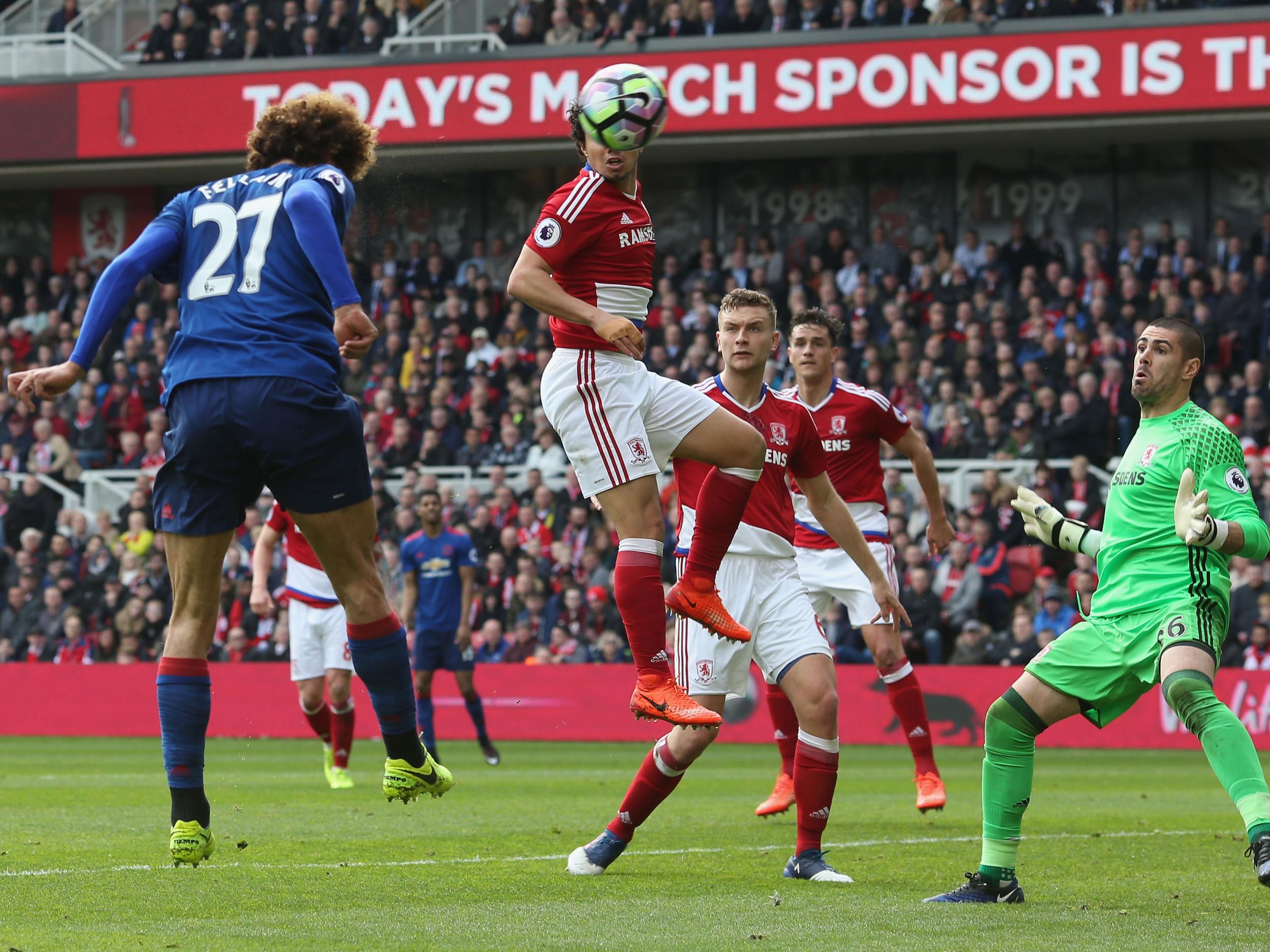 Fellaini put his side in the lead with a towering header (Getty )