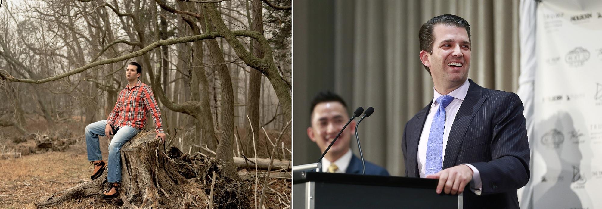 Donald Trump Junior posed on a tree stump and nobody’s quite sure why