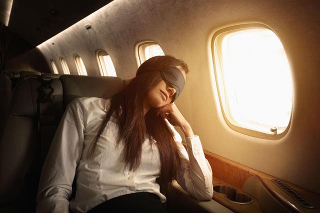 Cocooning yourself with the aid of an eye mask and ear plugs can help you prepare for a new time zone