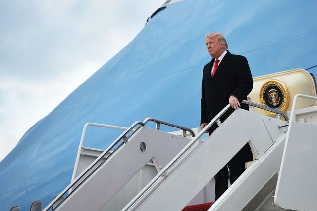 Donald Trump steps off Air Force One