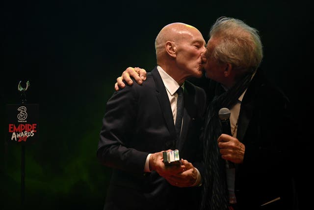 After their sweet embrace, Sir Patrick embarked on an acceptance speech which quoted Friedrich Nietzsche of all people