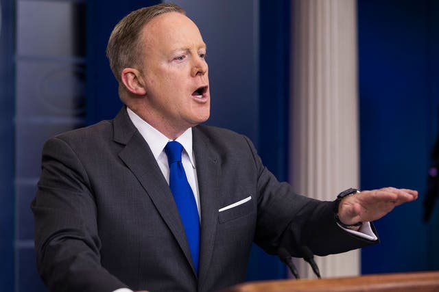 White House Press Secretary Sean Spicer takes questions from the media hours after FBI director James Comey said the FBI is investigating links between Trump's presidential campaign and Russia