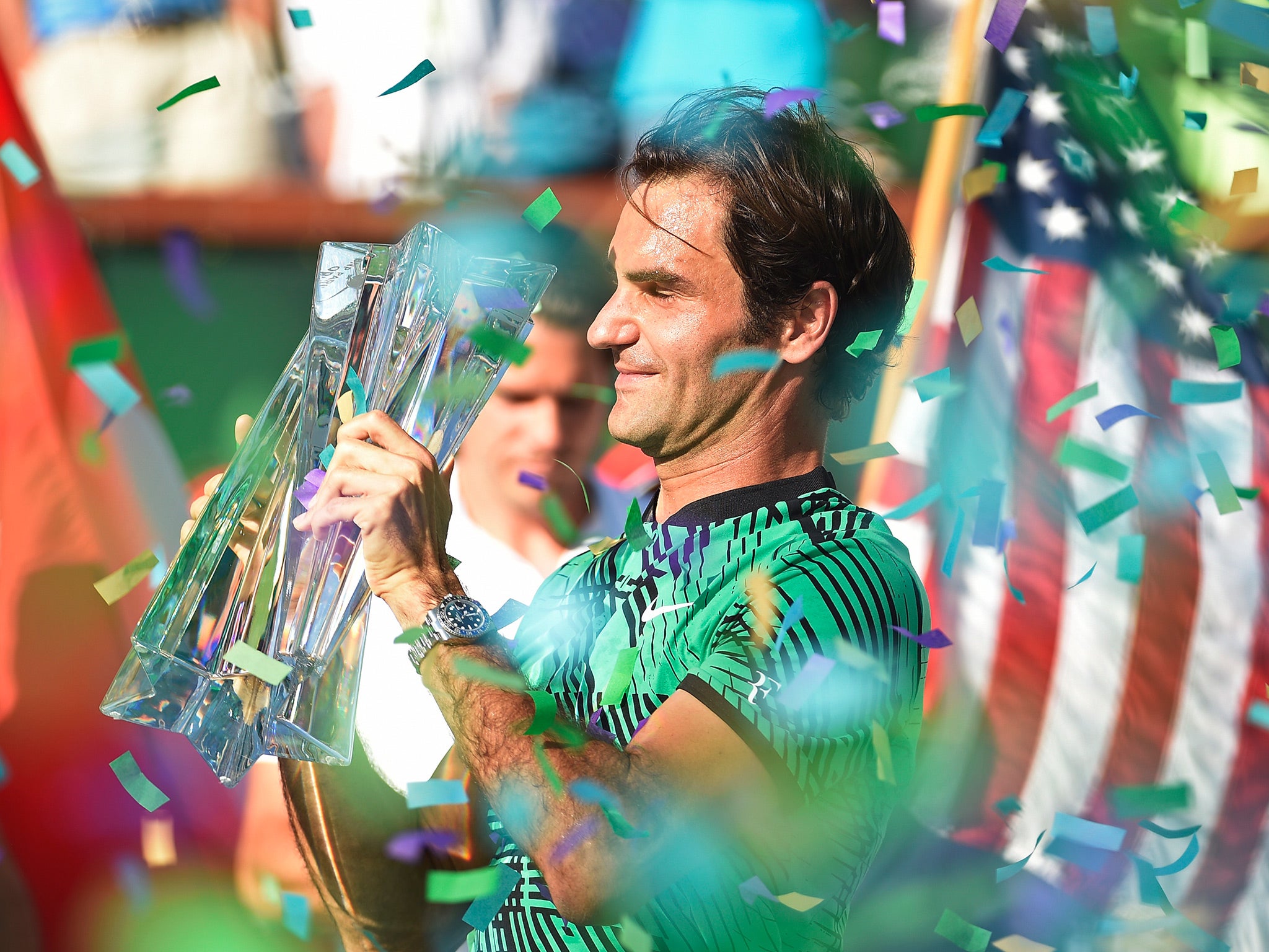 Roger Federer claimed his fifth Indian Wells title on Sunday