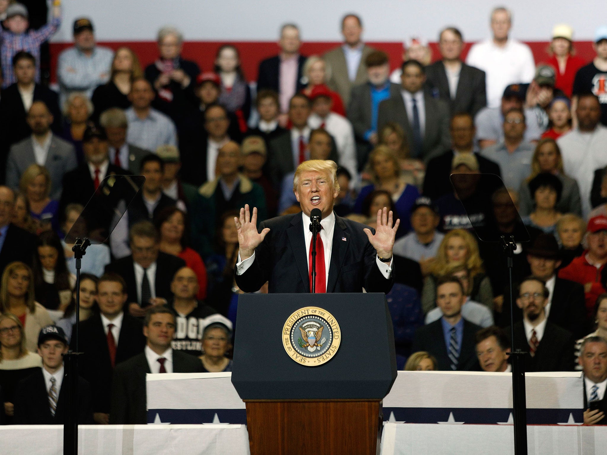 President Trump was speaking at a rally in Louisville