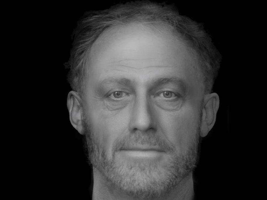 A reconstruction of the face of a man who died in Cambridge more than 700 years ago