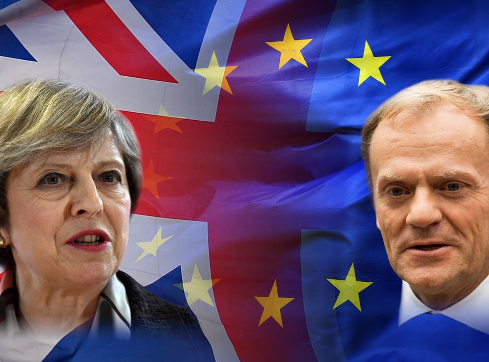 British Prime Minister Theresa May (L) and President of the European Council Donald Tusk