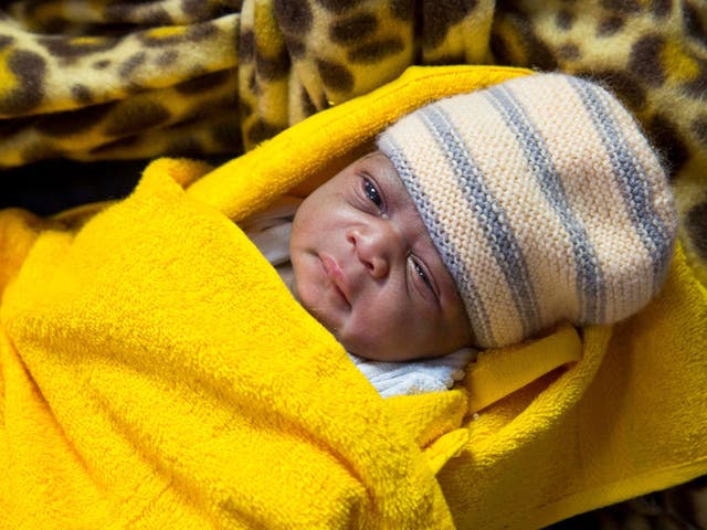 Baby Mercy, who was born on the Aquarius refugee rescue ship operated by MSF and SOS Mediterranee on 21 March