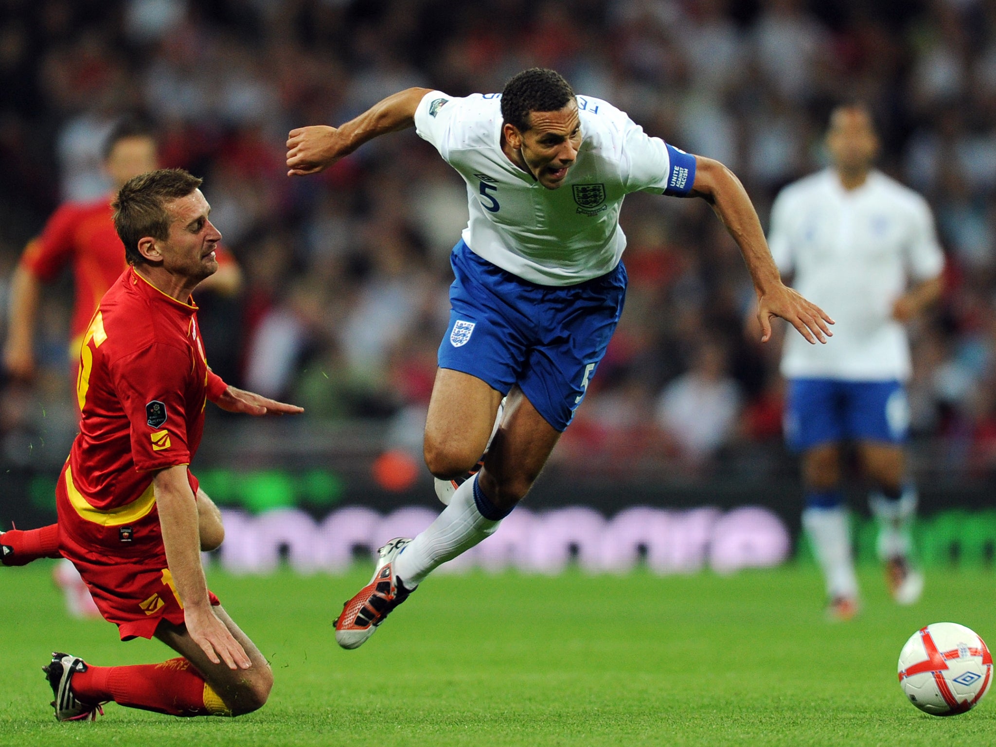 Ferdinand captaining England, in 2010