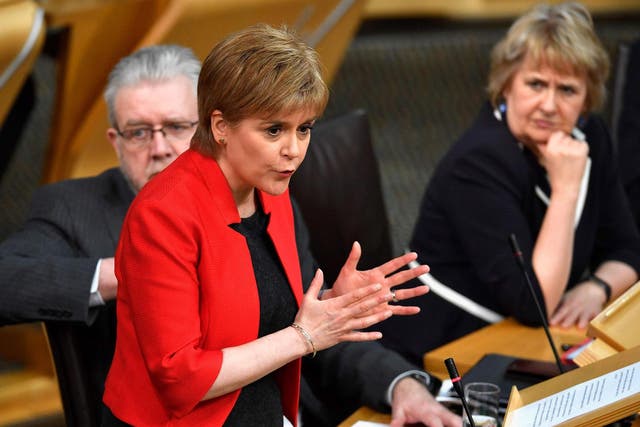 Nicola Sturgeon speaks in the chamber on the first day of the 'Scotland's Choice' debate at Holyrood, Edinburgh