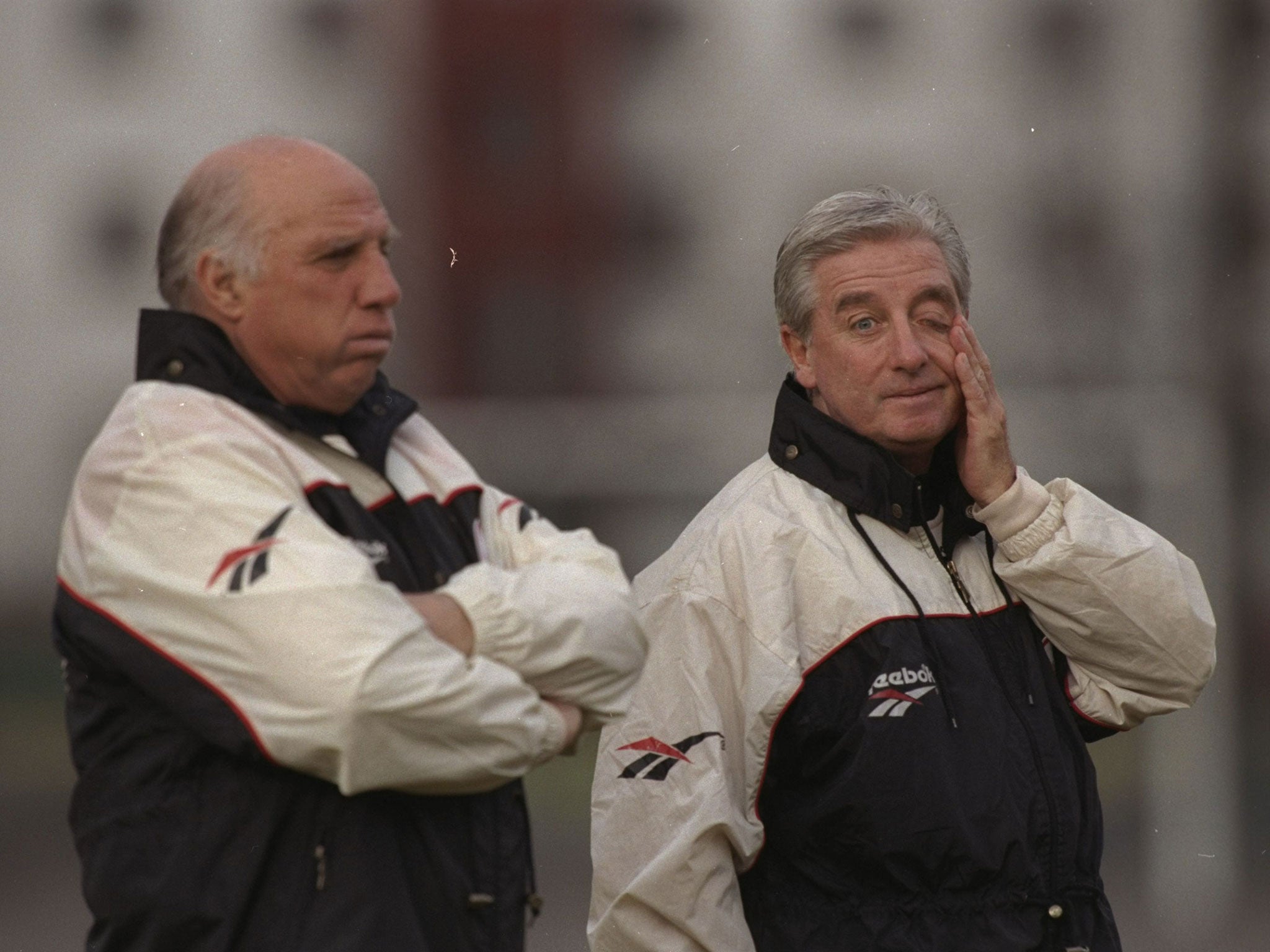 Moran alongside Roy Evans, the last on nine managers he served under at Liverpool