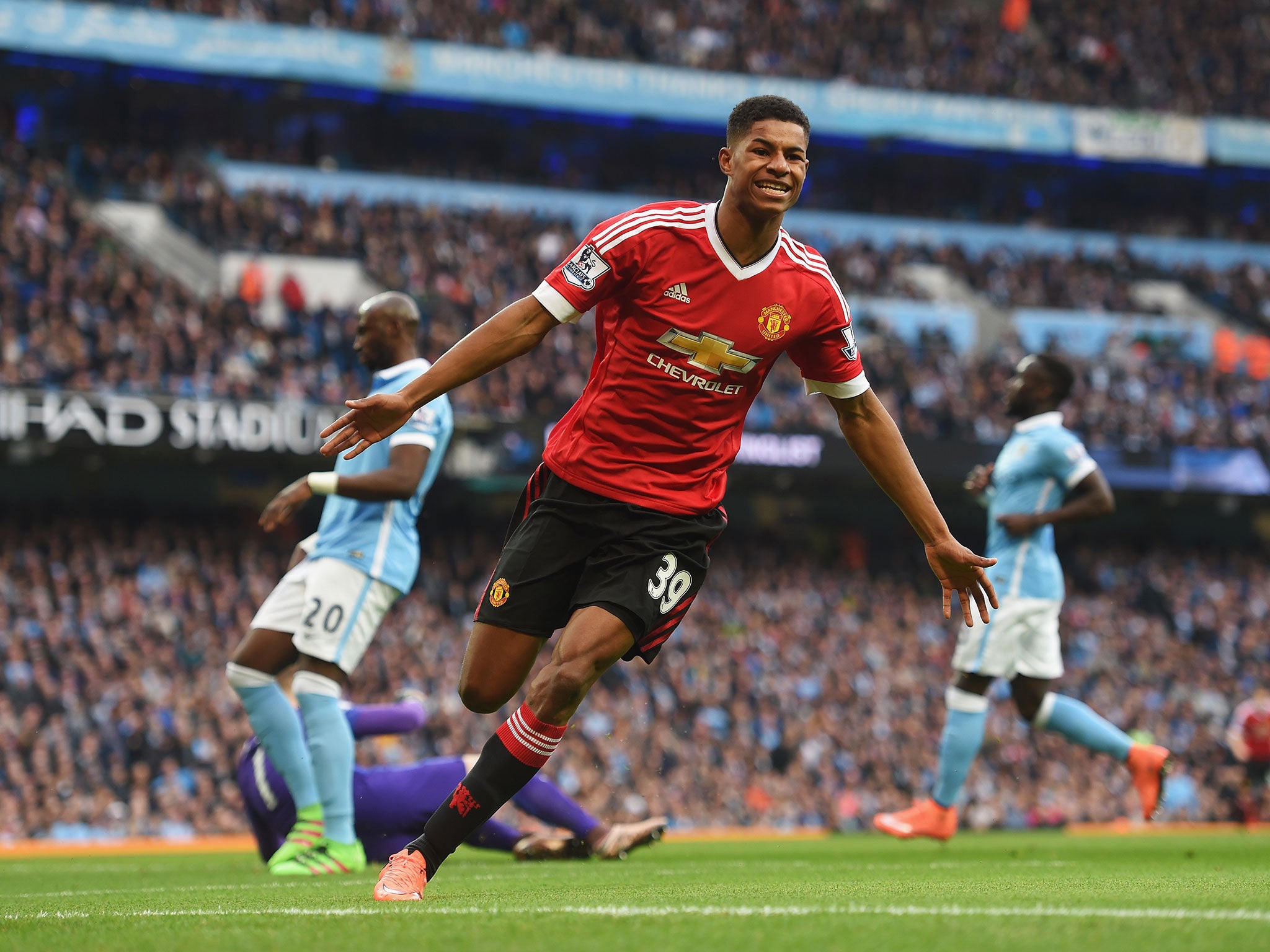 Rashford's winner against City last season is the high point of his young career