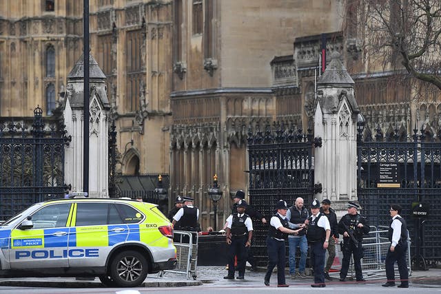 Police outside the House of Commons following the Westminster attack on 22 March 2017