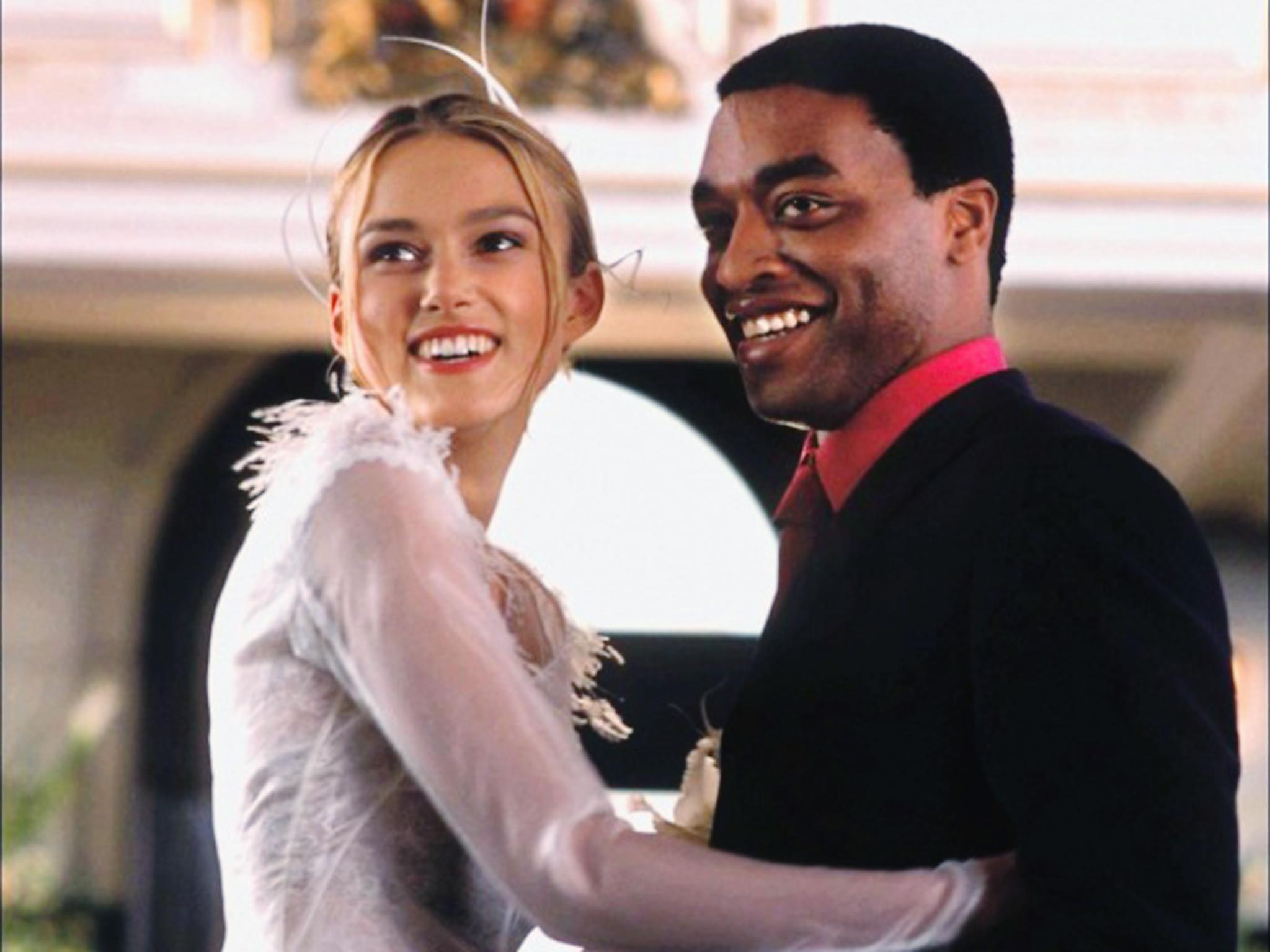 Keira Knightley as Juliet and Chiwetel Ejiofor as Peter on their wedding day in 'Love Actually'