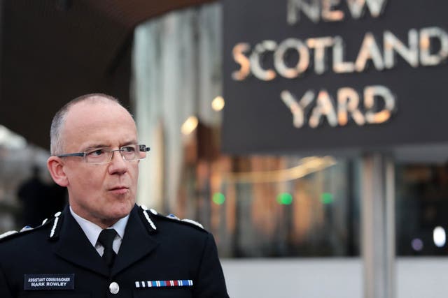<p>Then Assistant Commissioner Mark Rowley speaks to the press after the 2017 Westminster attack</p>