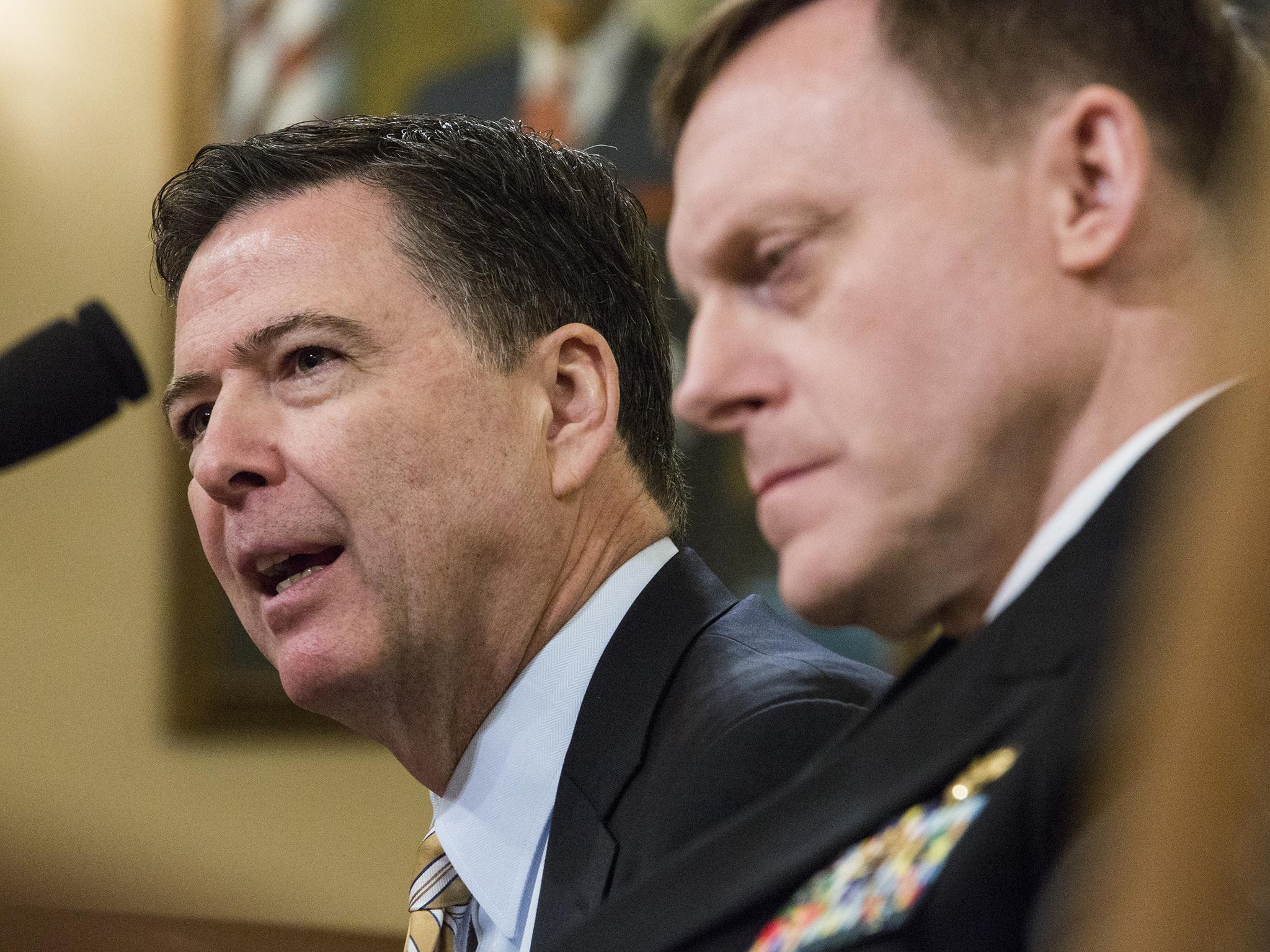 Former FBI Director James Comey testifies during a House committee hearing concerning Russian meddling in the 2016 US election in 2017