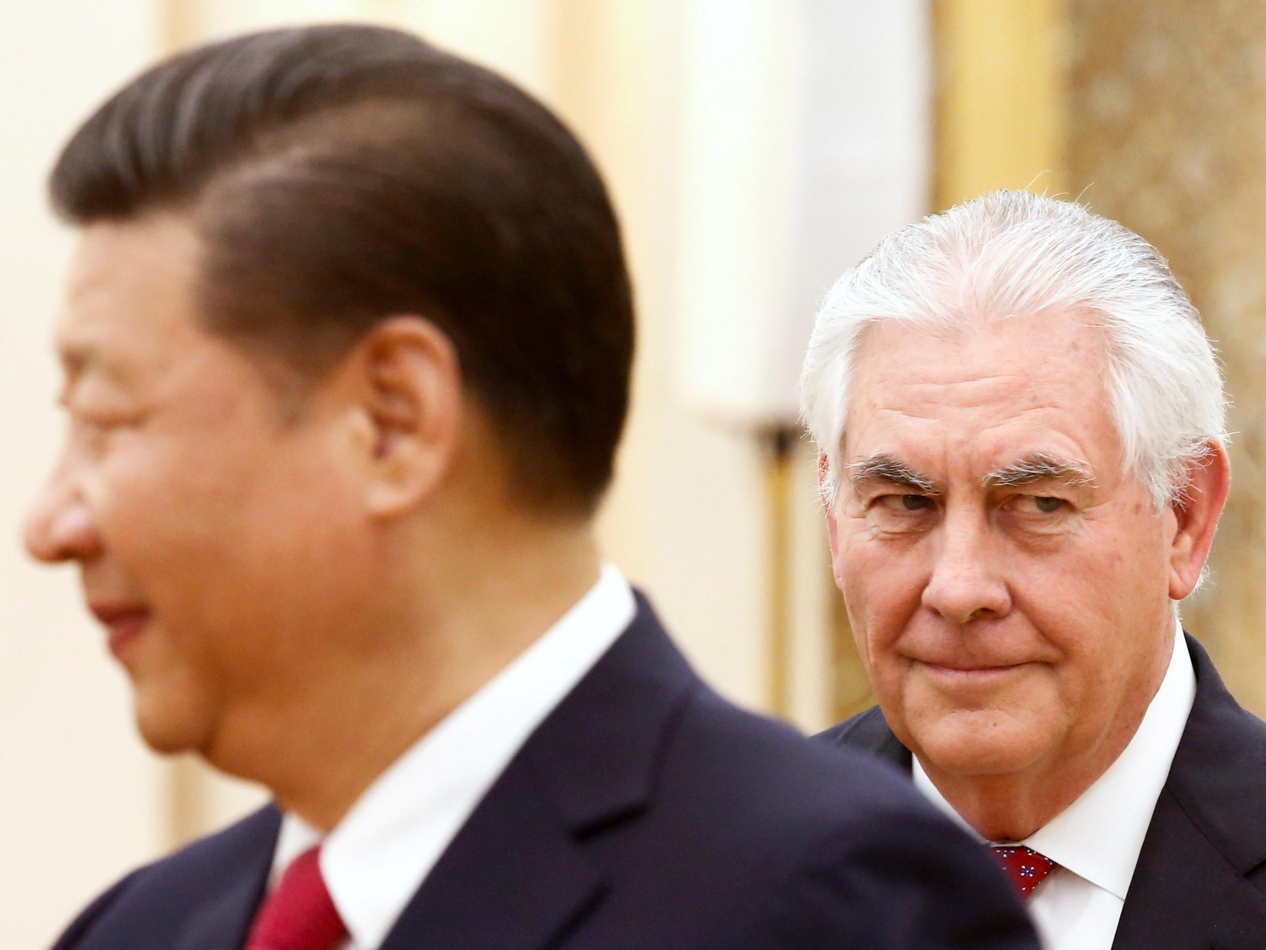 China's President Xi Jinping meets US State of Secretary Rex Tillerson at the Great Hall of the People in Beijing on March 19 2017