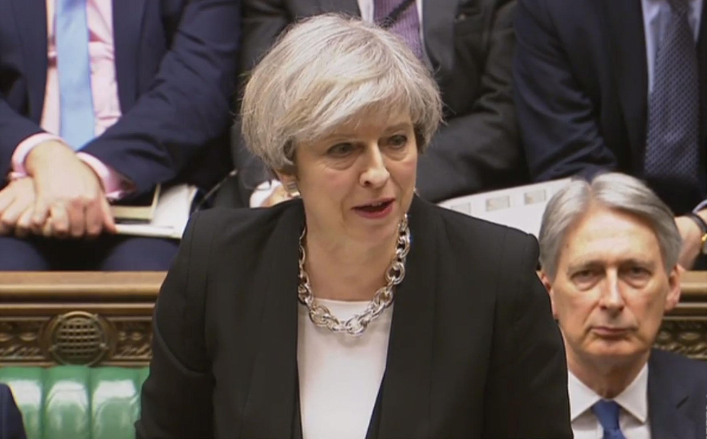 ‘While the public should remain utterly vigilant, they should not – and will not – be cowed by this threat,’ Ms May told MPs