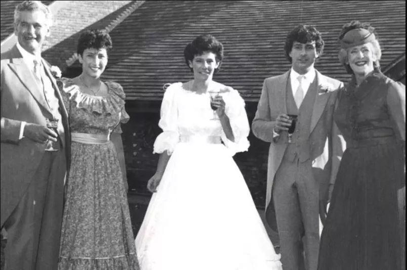 The Laitner familly at Suzanne’s (centre) 1983 wedding in Sheffield. Basil (left) along with Richard and Avril (right) were murdered hours later