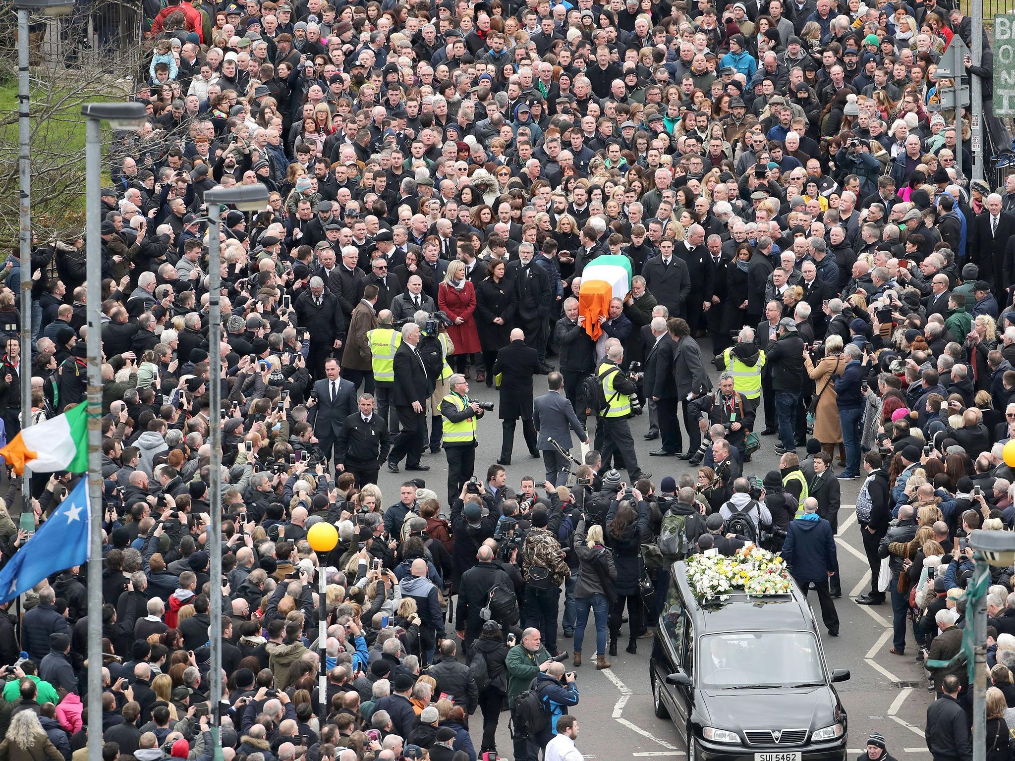 Martin McGuinness's coffin was carried down the same street which hosted marches on Bloody Sunday