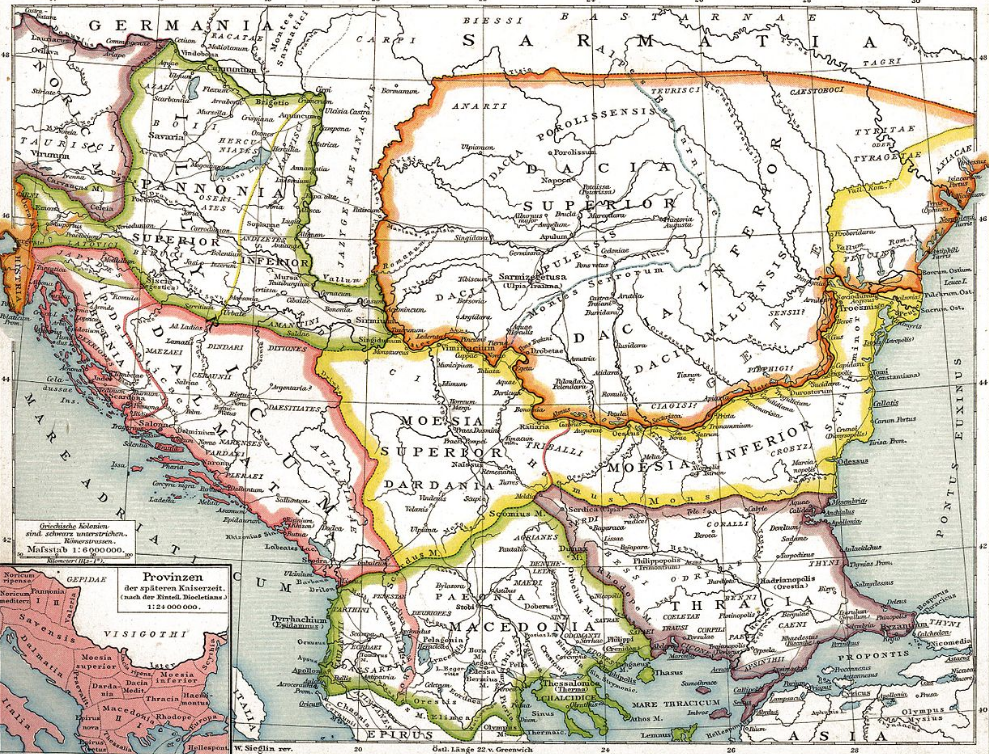 Nineteenth-century German map of Roman provinces in the Balkans (see number 2)