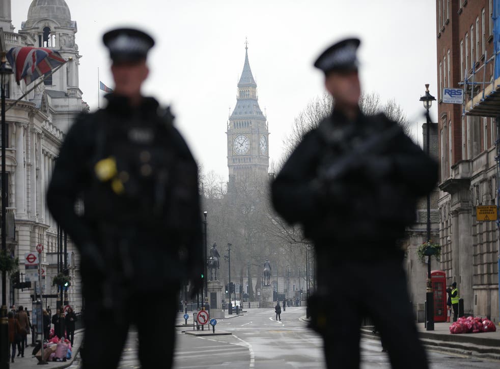 Officers guard Westminster in the wake of Wednesday's attack