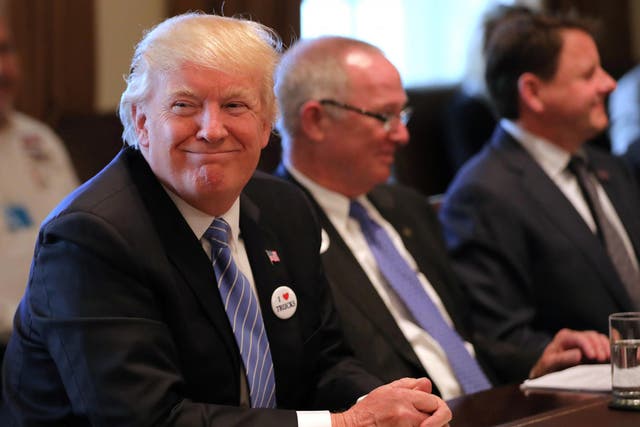 President Trump attends a meeting with truckers and CEOs regarding healthcare at the White House in Washington on March 23 2017