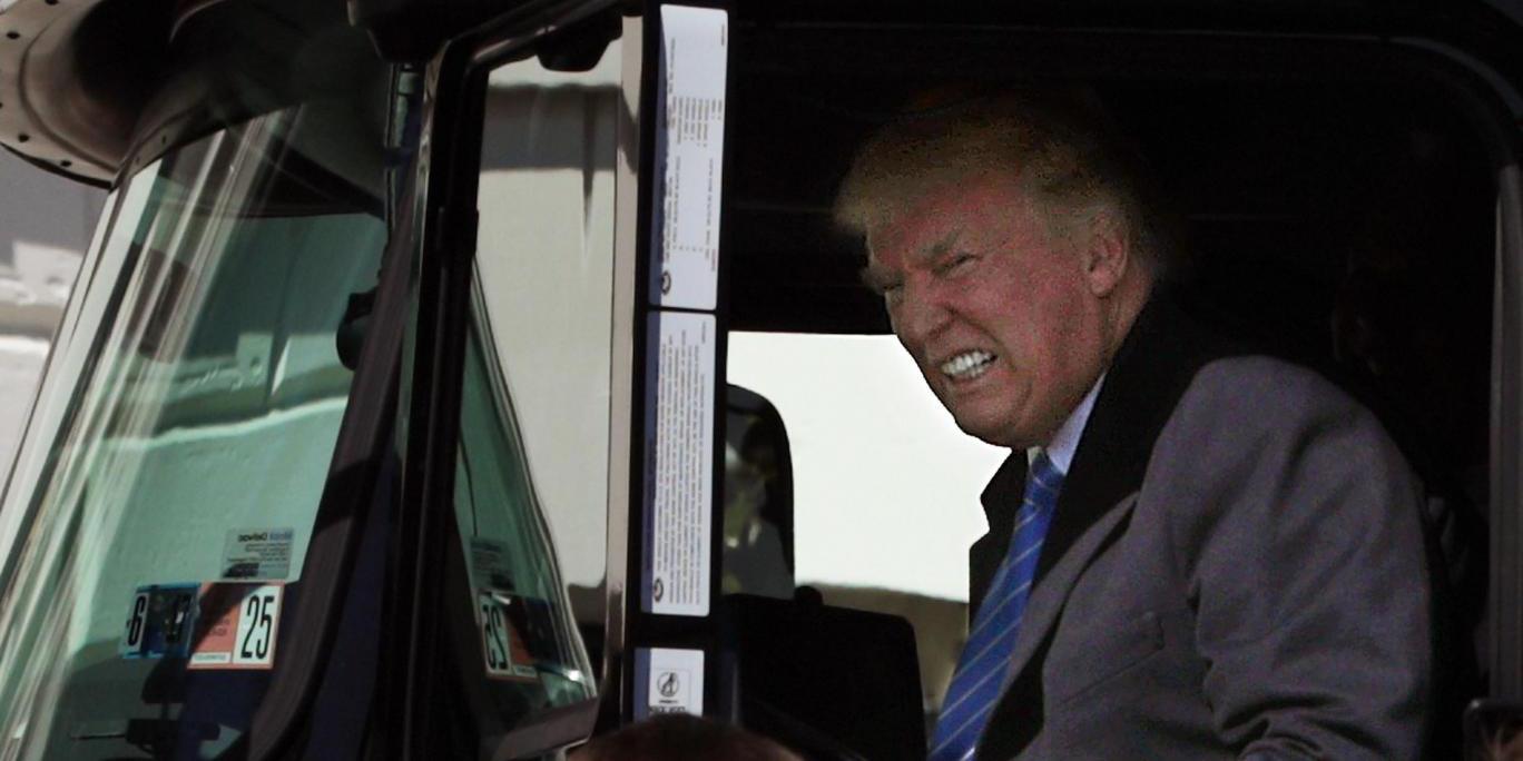 Donald Trump got behind the wheel of a truck and everyone is making the same joke