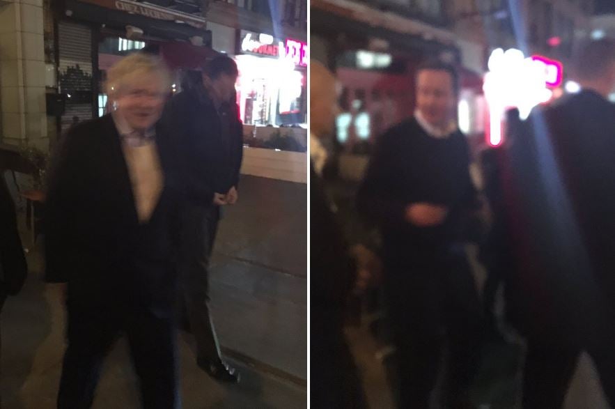 Boris Johnson and David Cameron leaving restaurant in New York separately