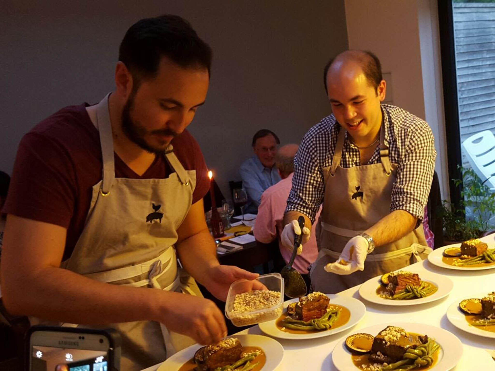 Brothers Mike (left) and Mark Corbyn serve up their mother's recipes at their supper club
