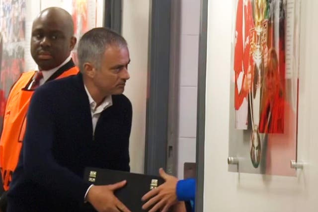 Mourinho was spotted handing an intriguing gift to Rostov's manager