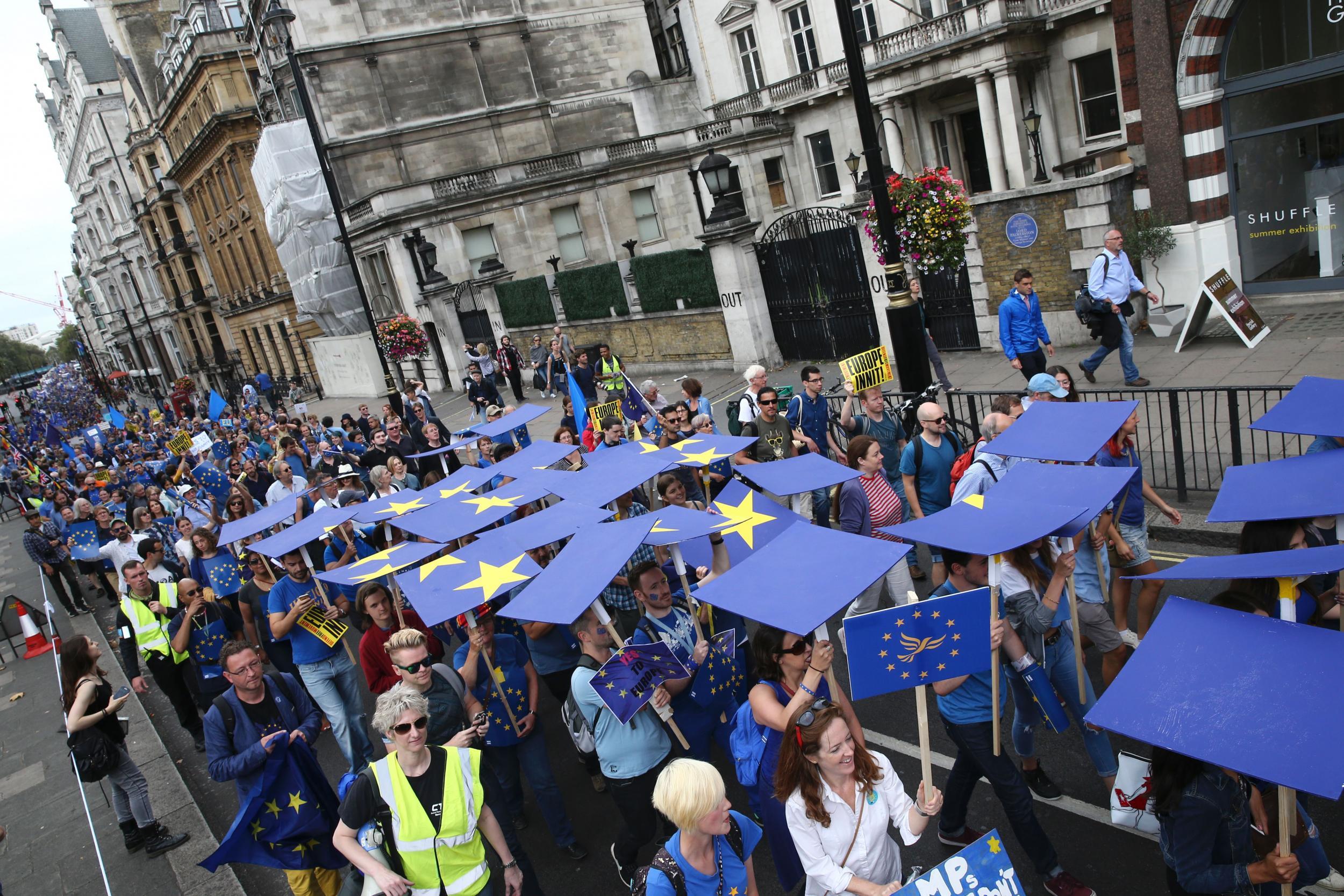 Previous pro-EU demonstrations such as this one in September have drawn thousands of people