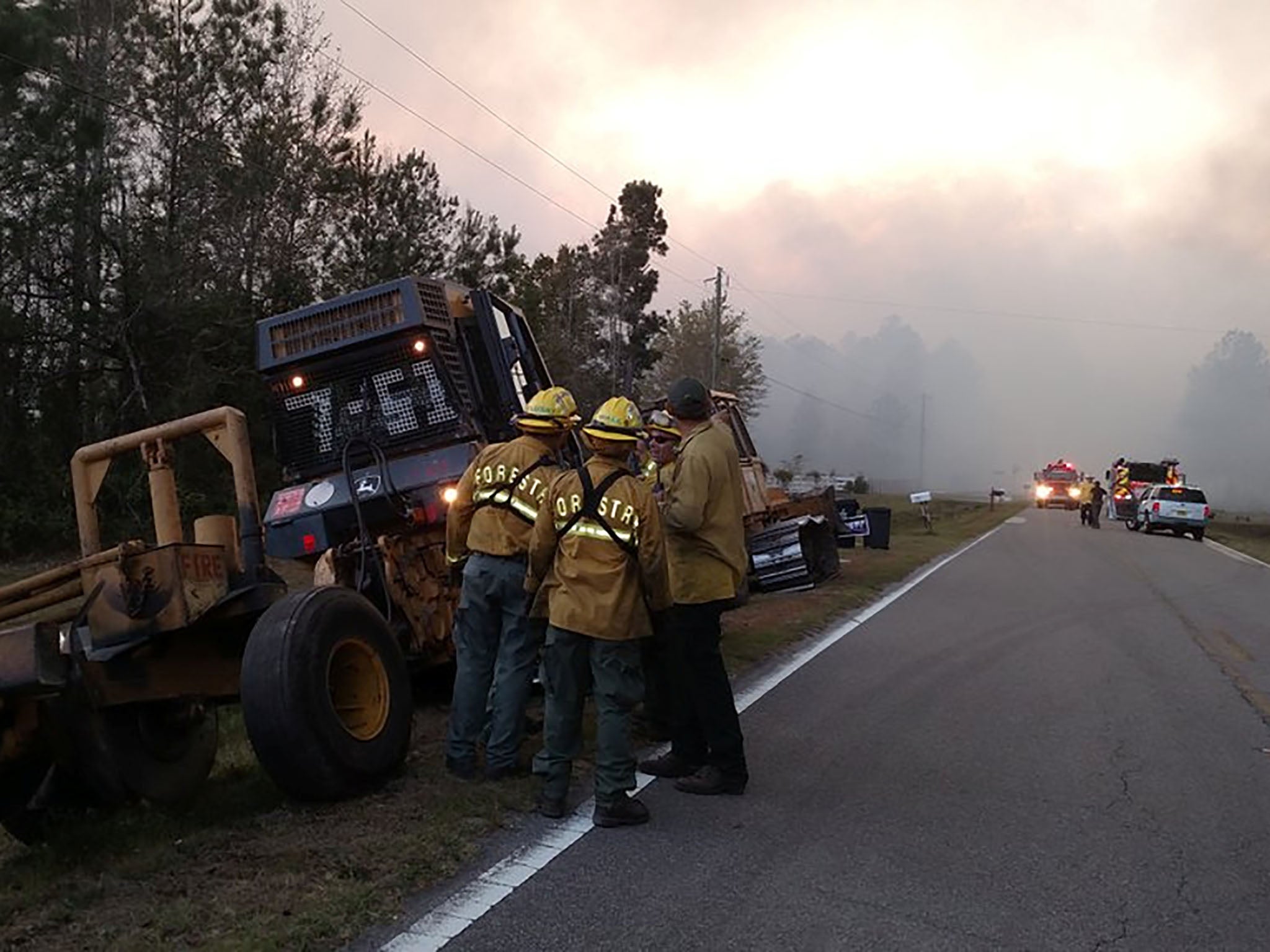 The wildfire burned an estimated 696 acres of land outside Jacksonville, a large city in the southeastern state